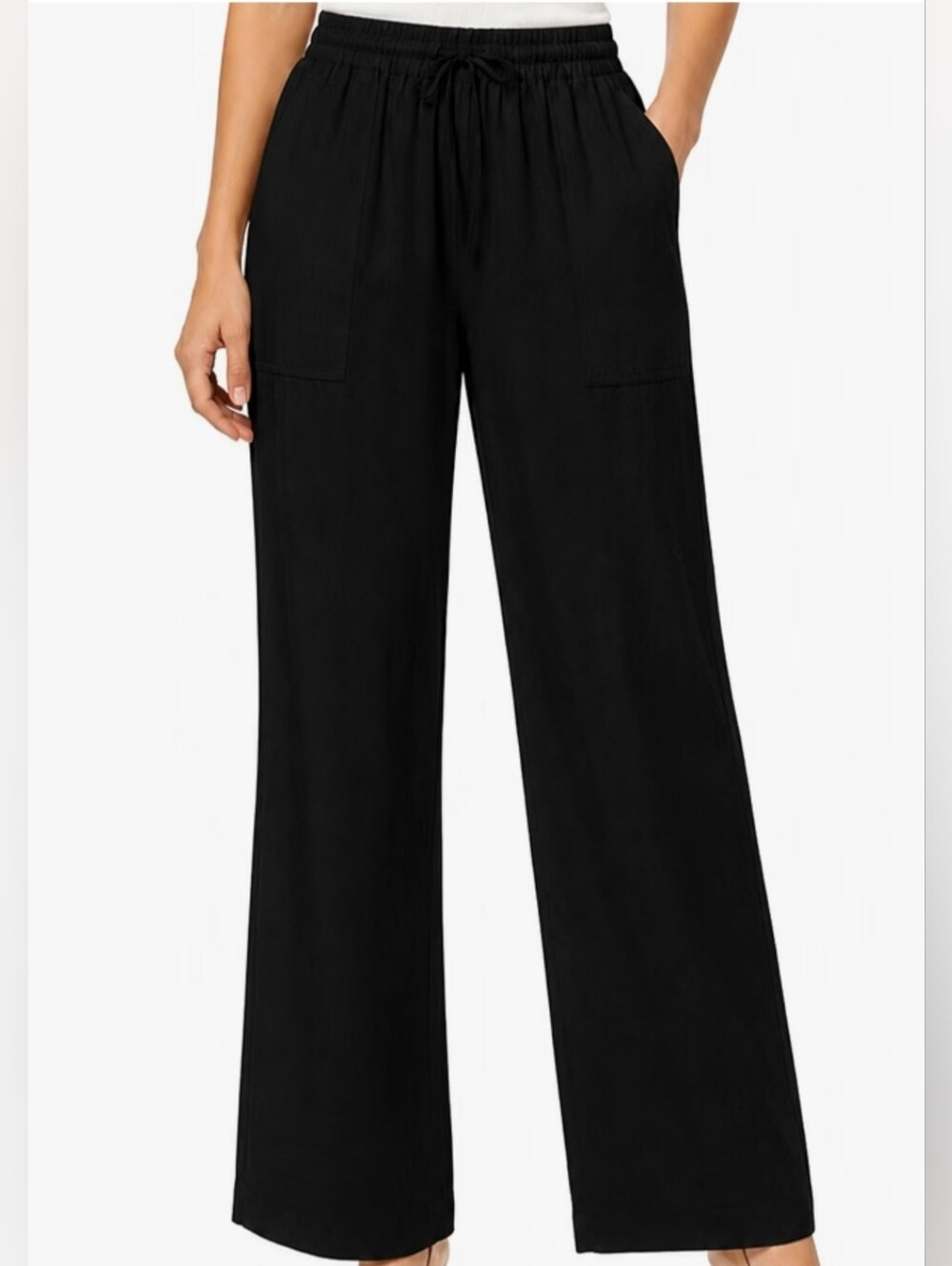 GAP Linen Blend Wide Leg Pants Black Size S .